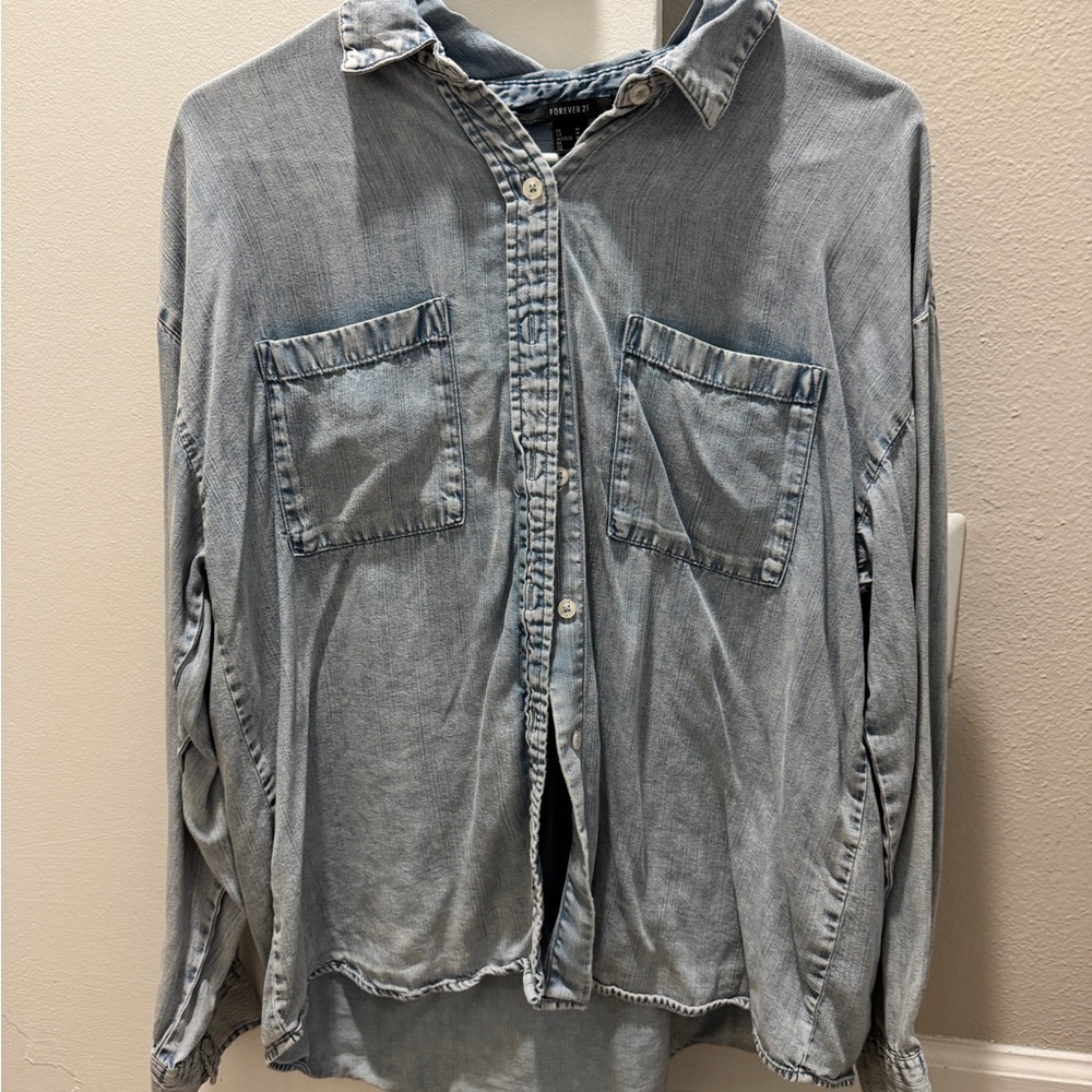 Casual Light Blue Denim Shirt
